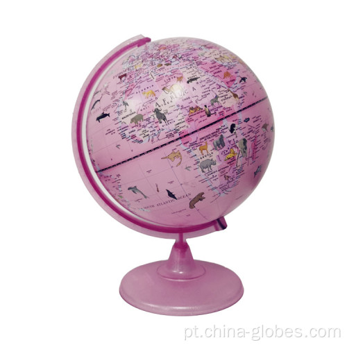 Mapa-múndi detalhado globo cor-de-rosa da terra
